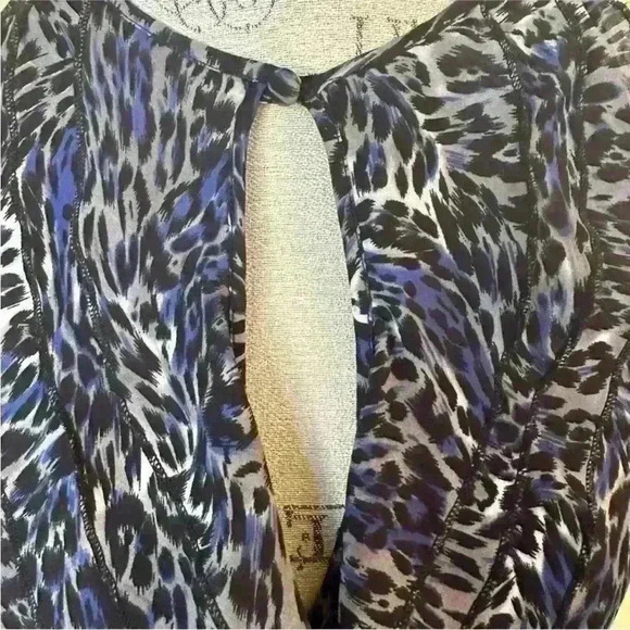 Parker Silk Sleeveless Print Top With Cascade Ruffle Medium New Without Tags ! - Picture 6 of 9